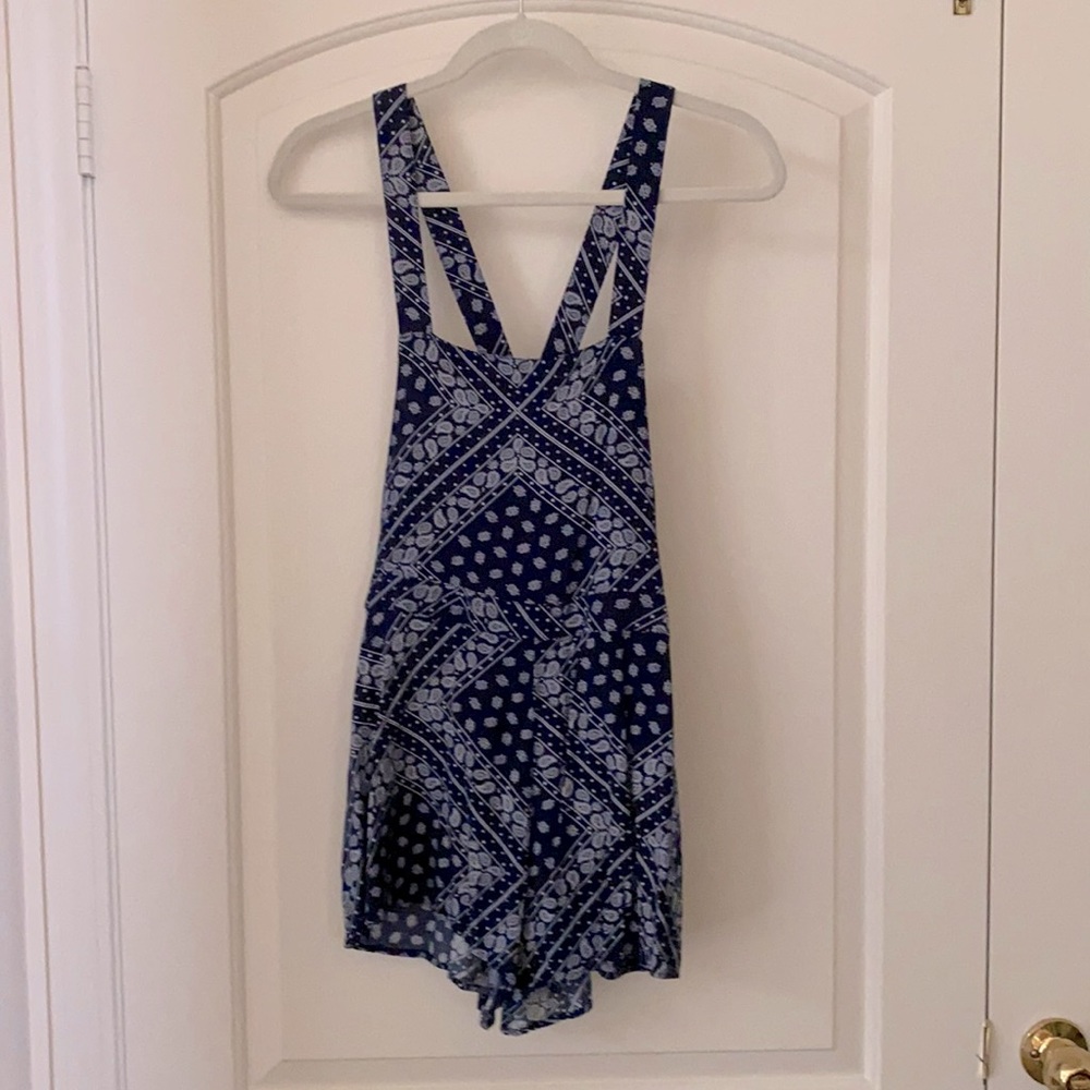 Blue Paisley Overall Romper